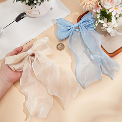 2 шт. 2-х цветные большие банты из органзы для волос AJEW-CP0008-32