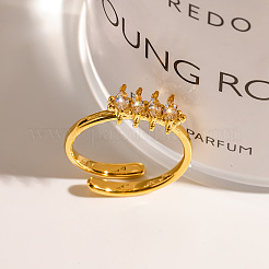 Anelli aperti con polsino in acciaio inossidabile 304 con pavé di zirconi cubici trasparenti&nbsp;WGF6D4E-01