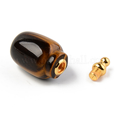 天然宝石の開閉可能な香水瓶のペンダント  真鍮パーツ  35.5x19mm  穴：1.6mm  容量：1ml（0.03液量オンス）&nbsp;G-R478-004C