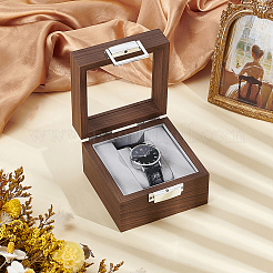 Aufbewahrungsboxen für einzelne Uhren aus Holz mit sichtbarem Glasfensterdeckel&nbsp;CON-WH0112-052