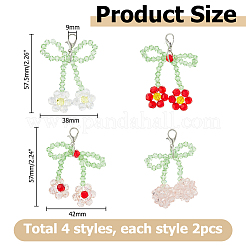 8 шт. 4 стиля подвесных украшений из вишневого стекла&nbsp;HJEW-HS0001-04