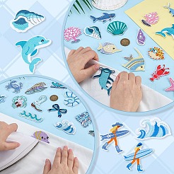 Computergesteuerte Stickerei zum Aufbügeln/Aufnähen von Patches aus Polyesterfaden mit Ozeanmotiv&nbsp;PATC-PH0001-66