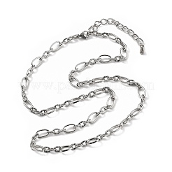 Ожерелья из текстурированной овальной цепочки из нержавеющей стали 304 толщиной 5.5 мм NJEW-T016-12P