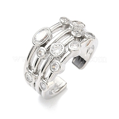 Messing Micro Pave Zirkonia Manschette offene Ringe&nbsp;RJEW-C158-02P