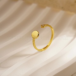 Плоская круглая открытая манжета из нержавеющей стали с фианитами QB0231-1