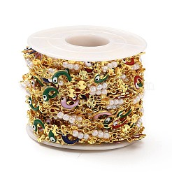 Красочный эмалевый дельфин с дурным глазом и латунными плоскими круглыми звеньями CHC-A006-15G