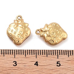 316サージカルステンレスペンダント  18KGP本金メッキ  野菜と果物シリーズの魅力  苺  15x11x4mm  穴：1mm&nbsp;STAS-B072-06G-03