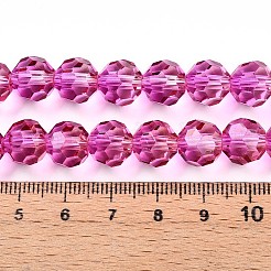 ベーキングペイント透明ガラスビーズ連売り  ラウンド  ファセット(32ファセット)  カメリア  10mm  穴：1.6mm  約65~68個/連  24.61~25.39インチ（62.5~64.5cm）&nbsp;LS-DGLA-A035-T10mm-A03