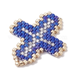 ミユキデリカシードビーズ  織機模様  クロスペンダント  ミックスカラー  27x23.5x1.7mm  穴：2x3mm&nbsp;PALLOY-MZ00180