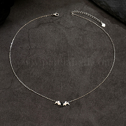 Ожерелья с подвеской в виде летучей мыши в стиле готики для женщин на Хэллоуин из латуни с черными кубическими цирконами&nbsp;AA2143