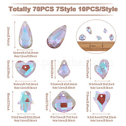 70шт 7 стильные гальванические граненые стеклянные подвески&nbsp;EGLA-TA0001-11