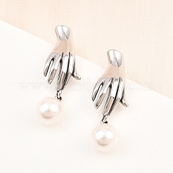 Серьги-гвоздики из хирургической нержавеющей стали 316 с круглыми пальцами EJEW-C160-08P