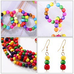 300шт окрашенные бусины из натурального дерева&nbsp;WOOD-PA0001-22