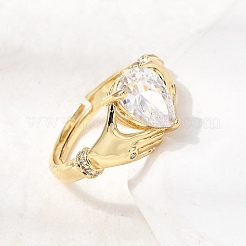 Латунные кольца с цирконием микро паве для женщин&nbsp;LS-RJEW-K312-04G