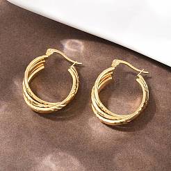 Серьги-гвоздики с тройным кольцом из нержавеющей стали 304&nbsp;EJEW-P324-09G