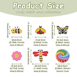 300 шт. 6-х стилевые окрашенные пуговицы из тополя FIND-MP0001-08