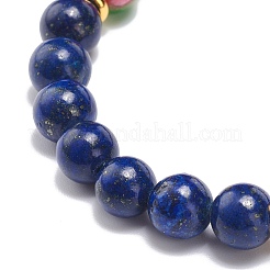 Braccialetto elasticizzato con perline rotonde in resina e pietre preziose da donna&nbsp;BJEW-JB08665