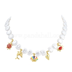 Ciondolo a forma di animali marini in ottone smaltato&nbsp;KK-CBA4547-01G