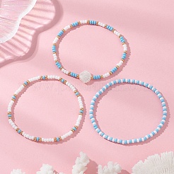 3 Stück 3 Stile Stretch-Armbänder aus Glasperlen für Frauen&nbsp;BJEW-MZ00345-01