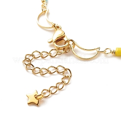 Cavigliera in ottone con catena a maglie a stella e luna con perle di vetro da donna&nbsp;AJEW-AN00478