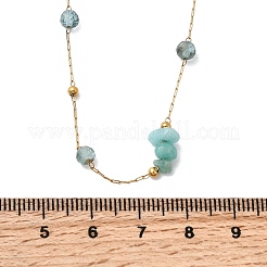 Женские ожерелья из цепочек с натуральным амазонитом и кусочками нержавеющей стали 304&nbsp;NJEW-K255-60G