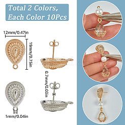 10 пара двухцветных каплевидных сережек-гвоздиков из сплава&nbsp;PALLOY-SC0004-33