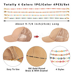 4 шт. 4 цвета латунная эмалированная цепочка для изготовления браслета AJEW-TA00032