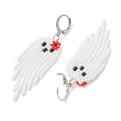 Хэллоуин плетеные бусины Миюки серьги-обручи с призраками EJEW-JE05854-02