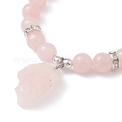 Braccialetto elasticizzato con perline di quarzo rosa naturale ed ematite sintetica&nbsp;BJEW-JB09760-03