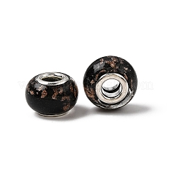 Handgefertigte Murano Goldsand-Effekt Europäischen großes Loch Rondelle Korn&nbsp;LPDL-M013-10