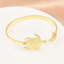 Bracelets manchettes en laiton avec organismes marins pour femmes&nbsp;BJEW-D368-03J-G
