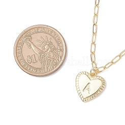 Collane con catena a forma di graffetta con ciondolo in ottone a forma di cuore con lettera&nbsp;NJEW-JN05379-02