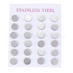 変色しにくい304ステンレススチールスタッドピアス  フラットラウンド  ステンレス鋼色  8x1mm  ピン：0.8mm&nbsp;EJEW-H350-02P-B