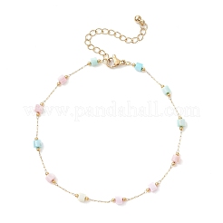 Браслеты на лодыжку из окрашенных дисков с натуральным ракушником и цепочкой из нержавеющей стали 304&nbsp;AJEW-AN00728