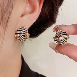 Серьги-гвоздики с прозрачным паве из латуни с кубическим цирконием&nbsp;FS-WG6D7DF-01