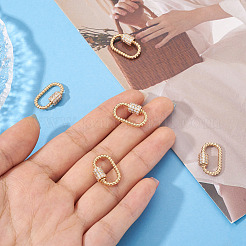 5 шт. латунные подвески-карабинчики с микропаве из прозрачного кубического циркония&nbsp;KK-TA0003-16