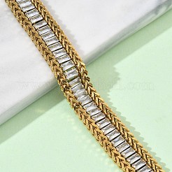 Doppellagige Armbänder aus Edelstahl 304 und Glas mit Weizenkettenmuster für Damen&nbsp;BJEW-F540-08G-01