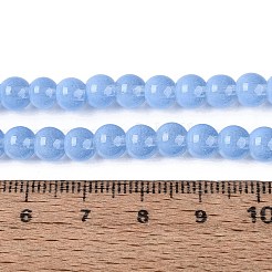 アクリル模造キャットアイビーズ連売り  ラウンド  コーンフラワーブルー  5.5~6mm  穴：0.9~1mm  約146~149個/連  30.31~31.5インチ（77~80cm）&nbsp;OACR-Q197-01A-05