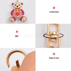 2 шт. 2 цвета мультяшный медведь сердце горный хрусталь кулон брелок KEYC-CA0001-47