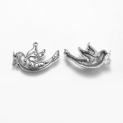 合金のチベット風チャーム  平和の鳩  カドミウムフリー＆ニッケルフリー＆鉛フリー  アンティークシルバー  21x28x3mm  穴：1.5mm&nbsp;TIBEP-GC128-AS-NR
