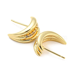 Многослойные серьги-гвоздики из латуни с микро-паве и цирконием для женщин с покрытием Moon Rack для женщин&nbsp;EJEW-F326-23G
