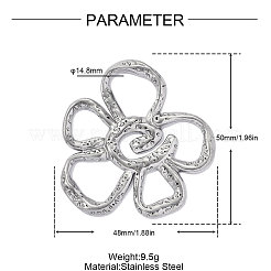 304ステンレスペンダント  花のチャーム  ステンレス鋼色  50x48mm  穴：14.8mm&nbsp;STAS-OY019-04P