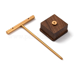 1段真鍮バーイヤリングオーガナイザーディスプレイラック  ウッドベースと  ピアス用  ゴールドカラー  6x3.6x12cm&nbsp;ODIS-B002-03B