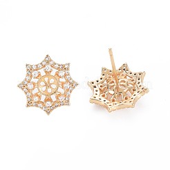 Латунные микро-паве прозрачные серьги-гвоздики из циркония KK-S364-131