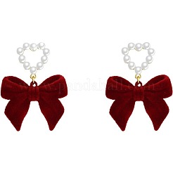 Серьги-гвоздики из сплава с флокированным узором в форме сердца и банта FS-WGEFD98-01