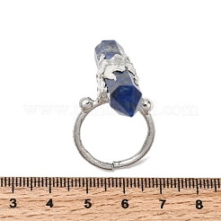 Bagues manchettes en lapis-lazuli naturel et laiton pour femmes&nbsp;RJEW-G374-01P-07