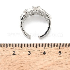 Messing Micro Pave Zirkonia Manschette offene Ringe&nbsp;RJEW-C158-02P
