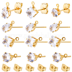 Латунные серьги-гвоздики из циркония&nbsp;KK-BBC0022-24