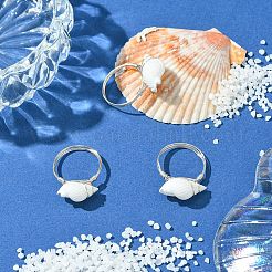 Кольца из натуральной спиральной ракушки RJEW-TA00172-01