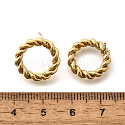 Pendientes de botón con forma de cuerda torcida de acero inoxidable 304 con revestimiento iónico (IP) para mujer&nbsp;X-EJEW-N097-006LG